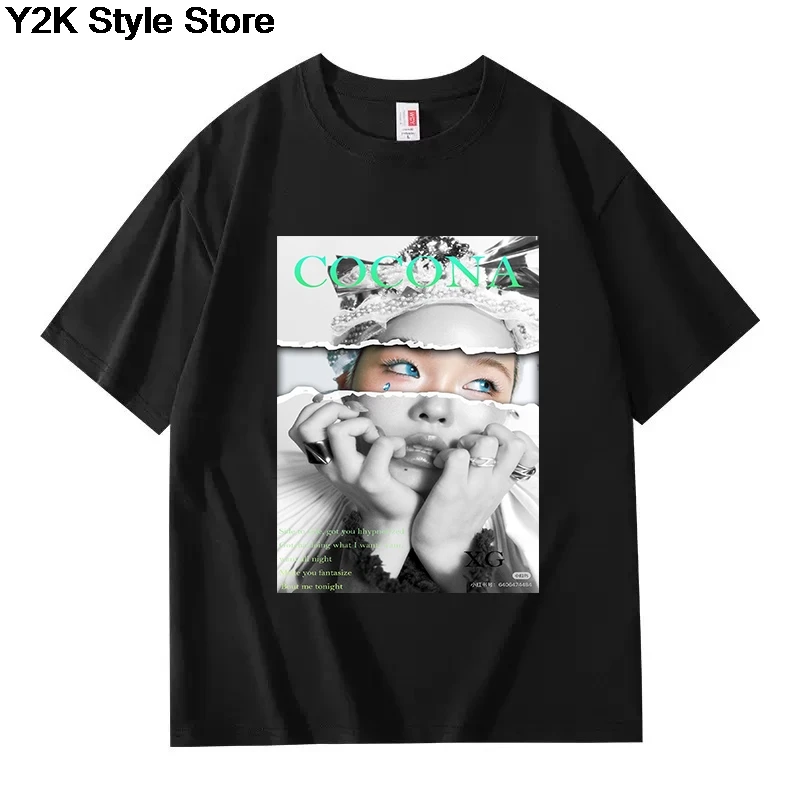 XG Juria Y2K Vintage Graphic cotton T-Shirt, Japanese Girl HARVEY cocona hinata JURIA CHISA MAYA Group Casual Cotton Tee Unisex