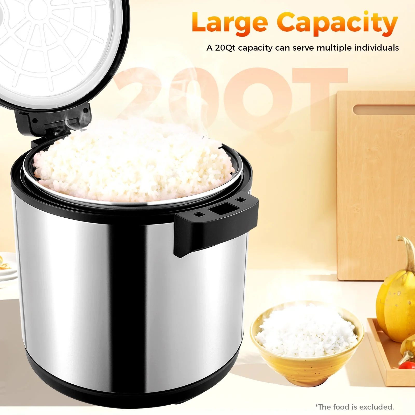 

Heavy-Duty 19L Commercial Electric Rice Warmer W/ Dual Temperature Control Non-Stick Design for Restaurants Catering Cafeterias