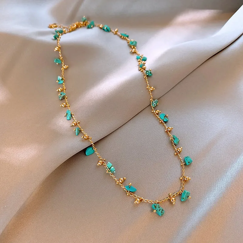 Natürliche unregelmäßige grüne Stein Anhänger Gold Farbe Kette Halskette 2024 Mode Schmuck für Frauen Sexy Halskette Hals Zubehör – Detail 11