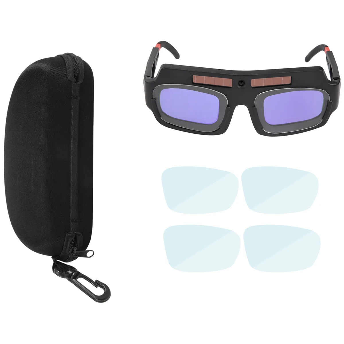 Máscara de Soldadura con oscurecimiento automático con energía Solar, gafas para casco, gafas de soldador, lente antigolpes de arco con estuche de almacenamiento