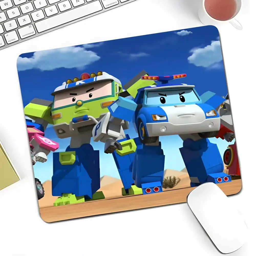 Anime R-Robocar Poli Mouse Pad Anime Game Mouse Pad High Quality Small Desk Pad Rubber Laptop Desk Pad