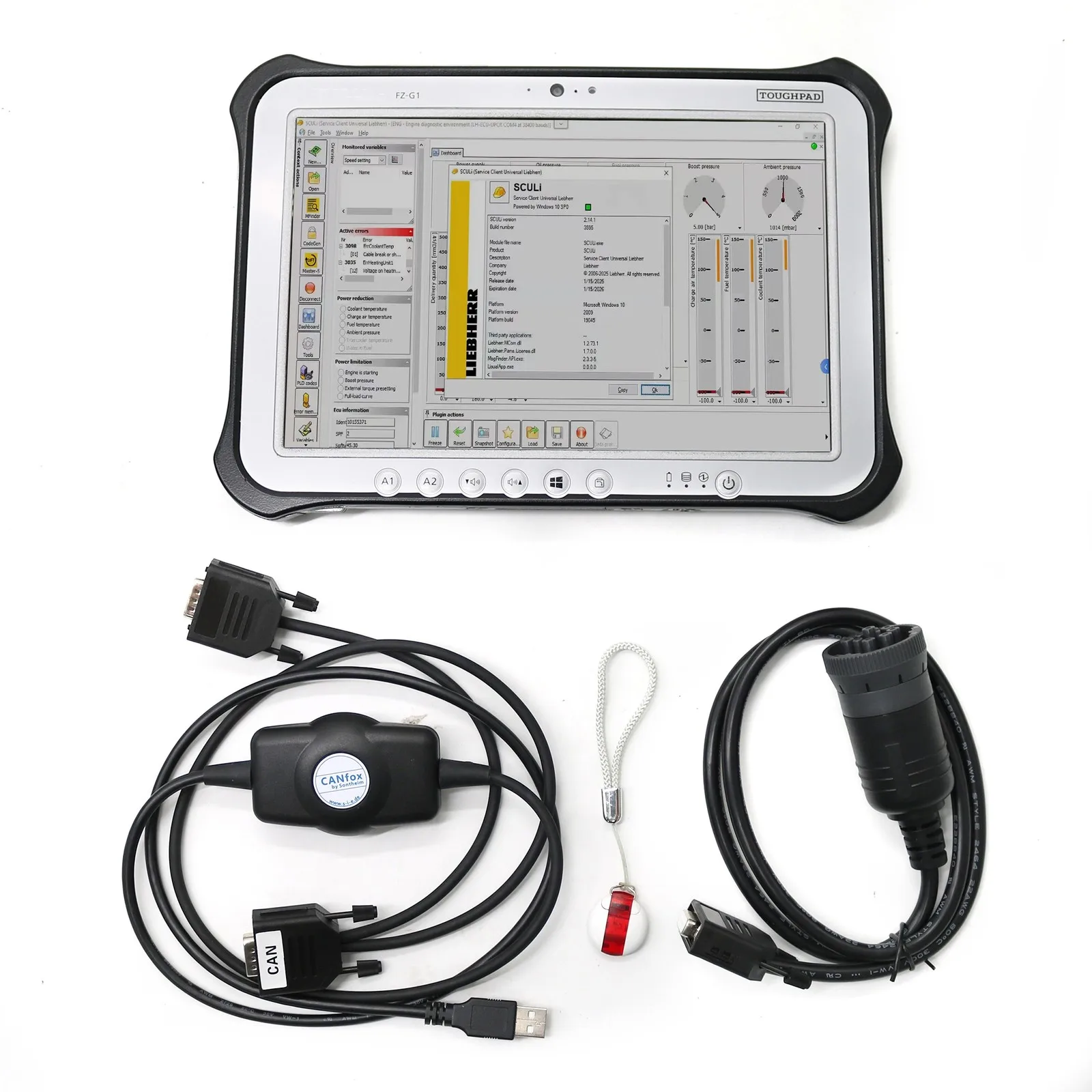 For Liebherr Engine Diagnostic Tool | DB9 to 9-Pin Deutsch Cable Canfox + Tablet