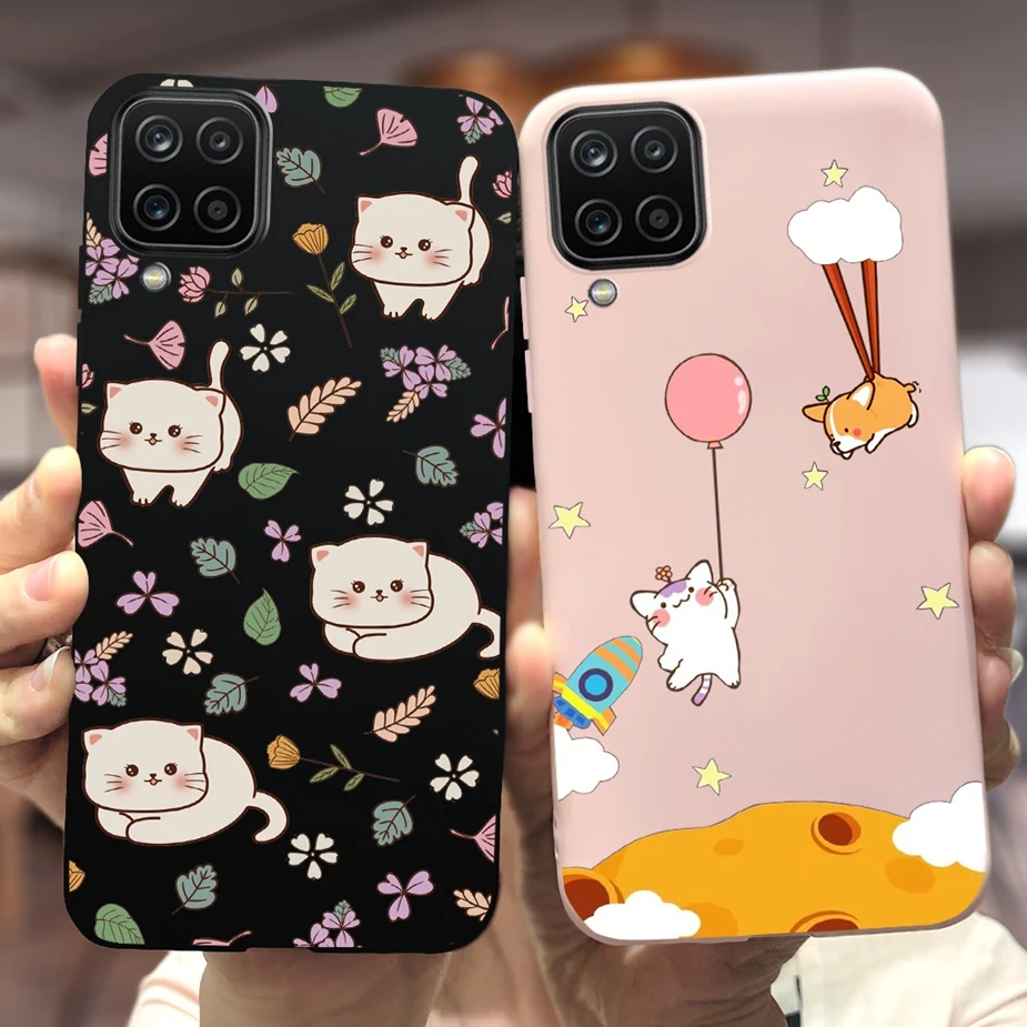 For Samsung Galaxy A12 Case SM-A125F Cute Dinosaur Cartoon Cover Soft Silicone Phone Case For Samsung A12 M 12 Galaxy M12 Bumper