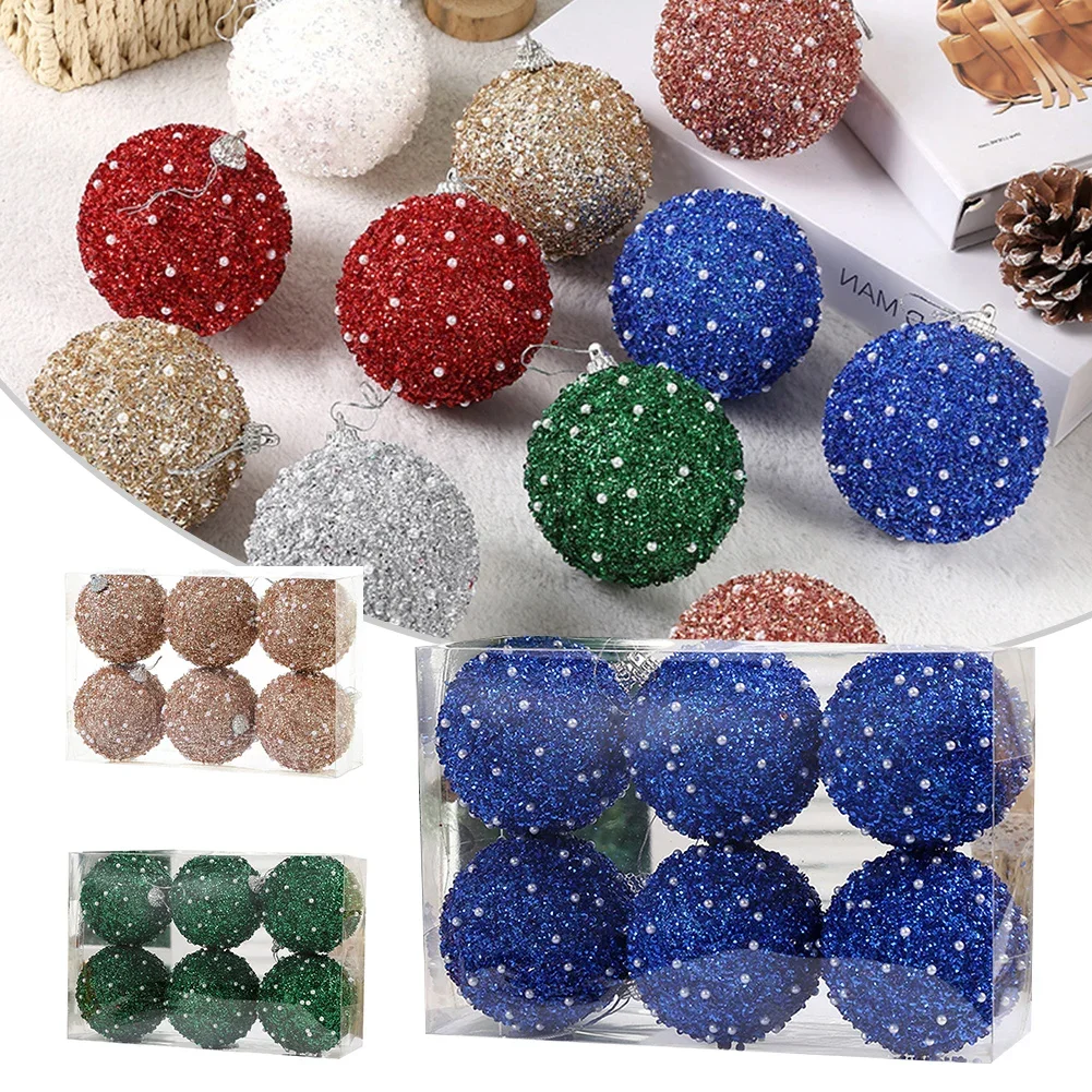 6 stks 8 cm Kerstbal Ornamenten Boom PET/PS Ballen Decoraties Voor Vakantie Bruiloft Huis Tuin Decoratie