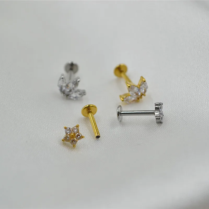 50pcs Body Jewelry Piercing - CZ Gems All Stainless Steel Earring  Ear Helix Bar Rings Ear Cartilage Ear Diath Rings NEW