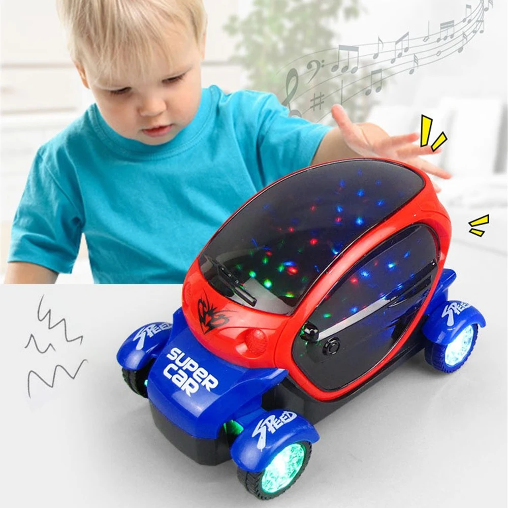 3d brinquedos elétricos para modelagem, rastreamento visual, efeito sonoro dinâmico, efeito de luz, desenvolvimento, carro de corrida, roda universal