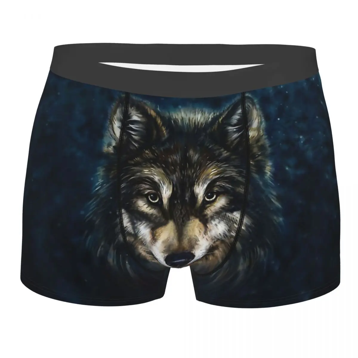 Artistic Face Man\'s Boxer Briefs Underpants Wolf Cruel Rage Looking Dignified And Strong Highly Breathable High Quality Gift