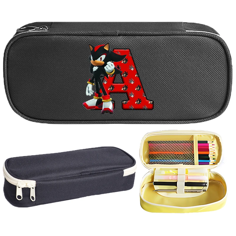 Sonics Pencil Cases Anime Pen Bags Printed Letter Stationery Box Pencil Bag Fashion Kids Boys Girls School Supplies Xmas Gift