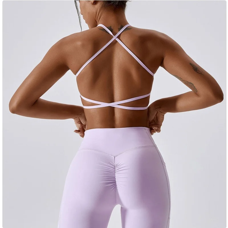 al yoga Quick-drying Breathable nude Yoga bra Running underwear Cross-back fitness vest