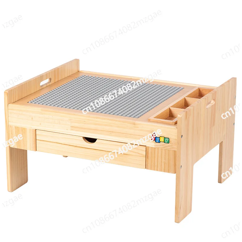 Children's wooden drawer, pine block table, learning table, large particle splicing construction, toy installation