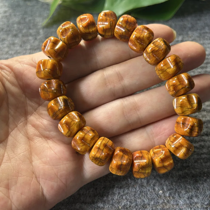 

Тибетский стиль, кость яка, масляный полированный антикварный браслет из буддийских бусин с семенами страстей