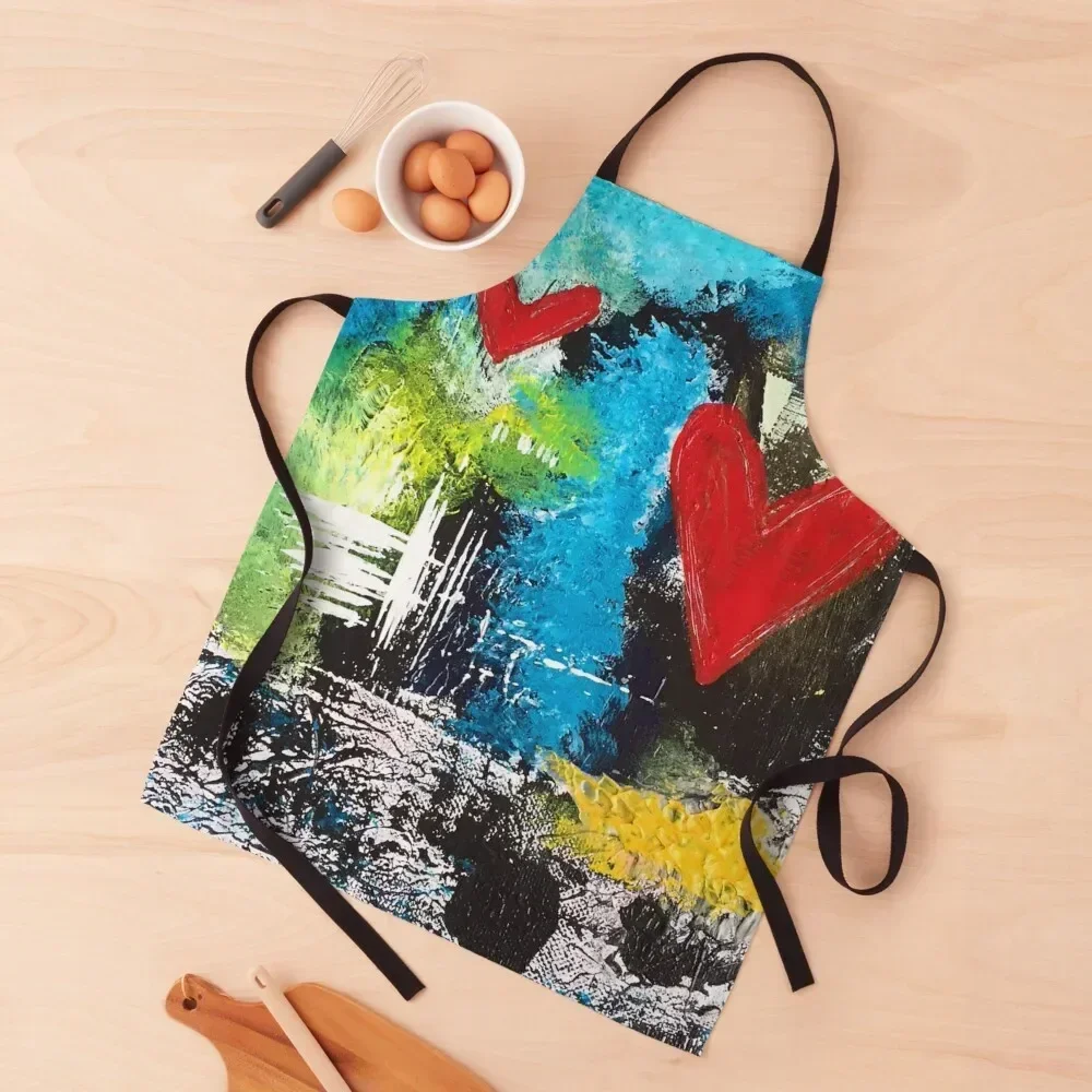 

MIDNIGHT LOVE - Blue, Yellow, Black, Hearts Apron Women Kitchen Kitchen accessories women's kitchens Chef Uniform Woman Apron