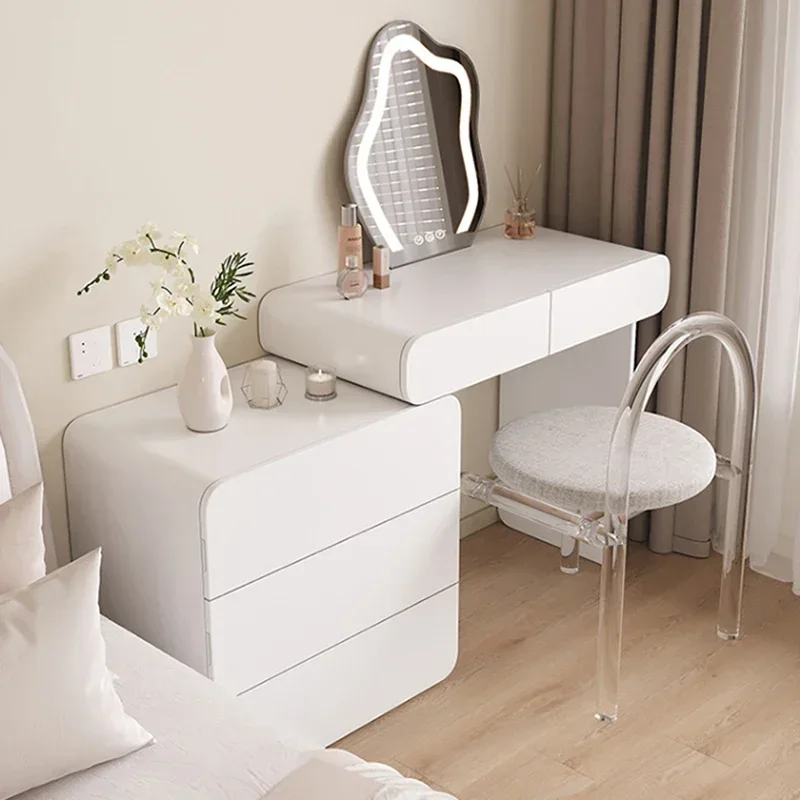 Portable Makeup Toilet Nail Salon Furniture Wooden Stand Bedroom Luxury Comfortable Home Bedside Table Cajonera Aesthetic Room