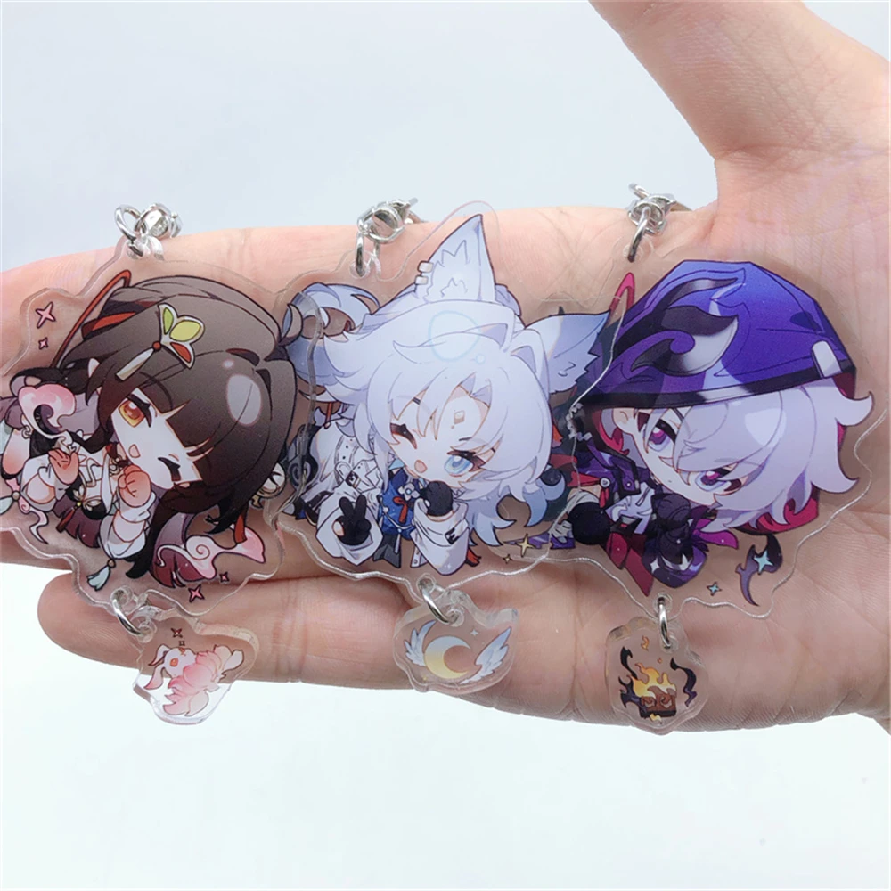 Game Honkai Star Rail Moze Lingsha Feixiao Cosplay Character Anime Keychain Acrylic Key Chain Pendant Keyring