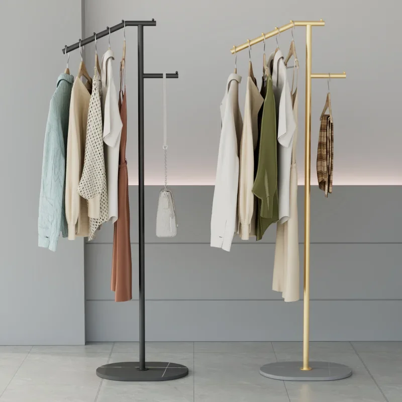 

Entering Living Room Vertical Floor Standing Clothes Metal Rack Simple Storage for Bedroom Clothes Rack Bag and Scarf Rack