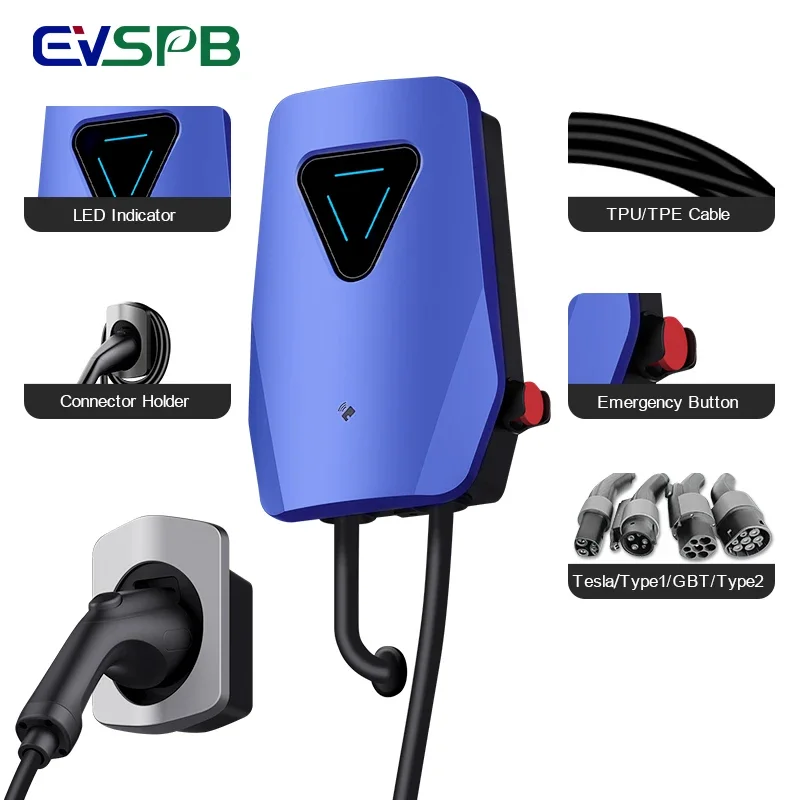 新しい 7kW 11kW 22kW モバイル EV 車充電ケーブル 16A 32A 1 または 3 相 Type2 Type1 GBT 3 メートル 5 メートル 10 メートルカスタマイズされた長さの EV 充電器ケーブル