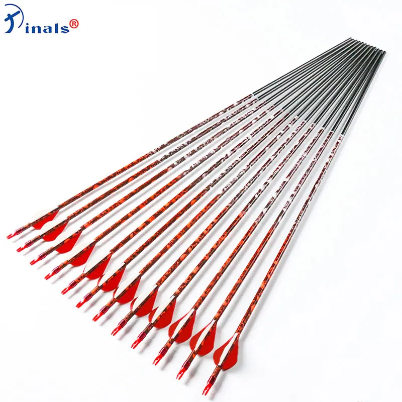 Pinals Archery Spine 400 500 600 Carbon Arrows ID 6.2mm 2inch Plastic Blade Points Compound Recurve Bow  Hunting 12Pcs