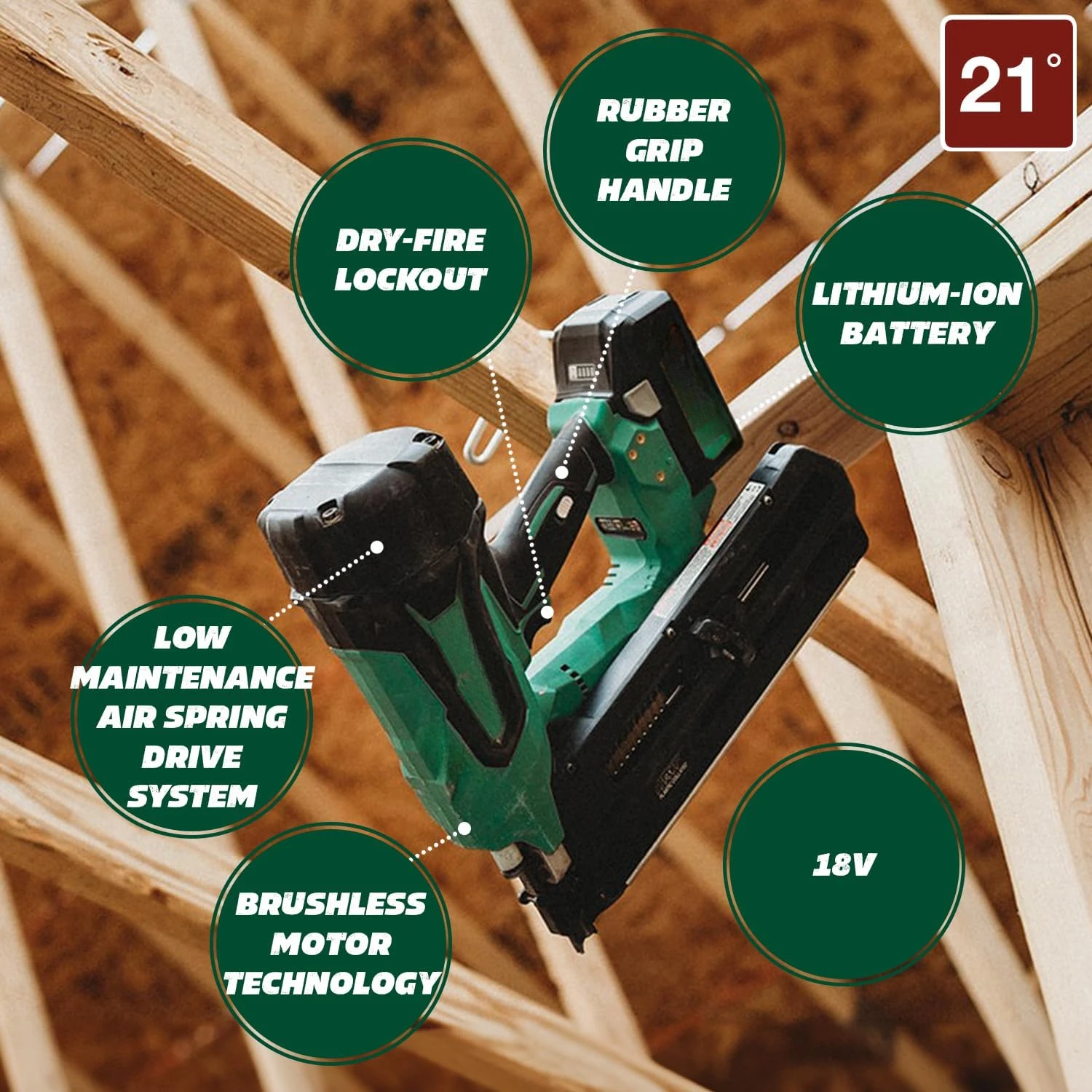 Framing Nailer Kit | 21 Degree Magazine | Round Head Nails from 2-Inch up to 3-1/2-Inch