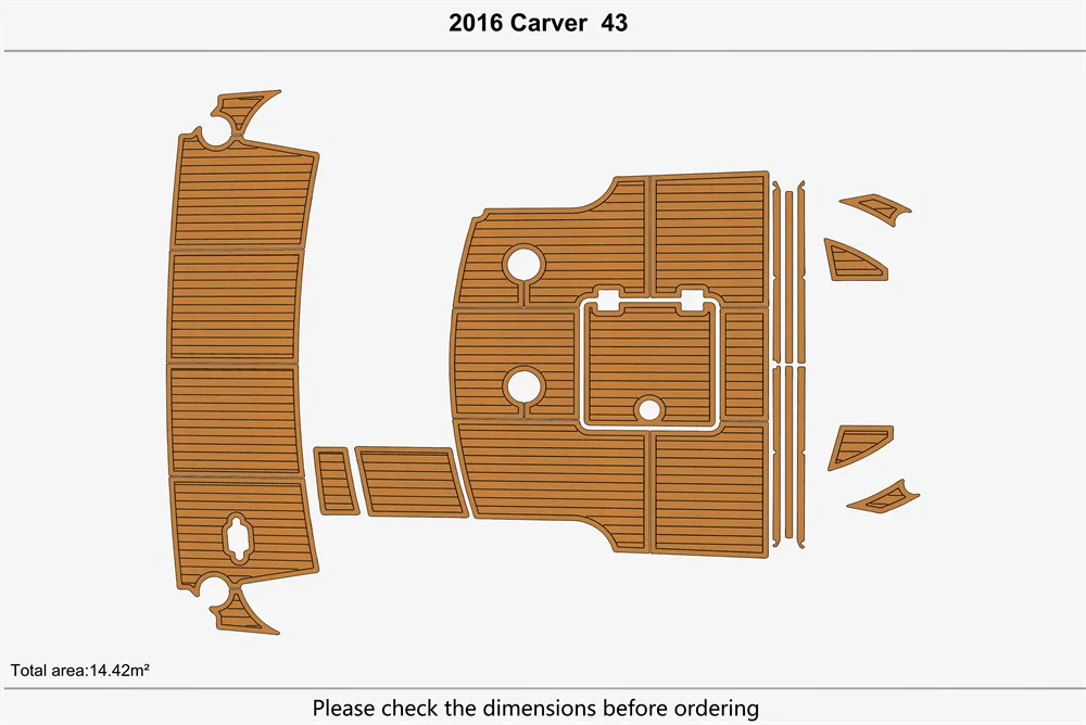 Eva foam Fuax teak seadek marine floor For 2016 Carver 43 Cockpit Swim Platform 1/4