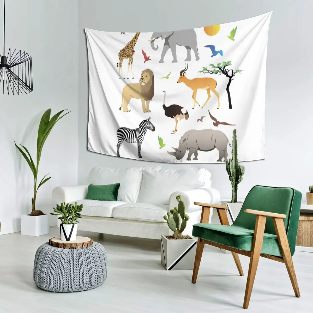 Safari Savanna Various Animals Tapestry Funny Wall Hanging Aesthetic Home Decor Tapestries for Living Room Bedroom Dorm Room