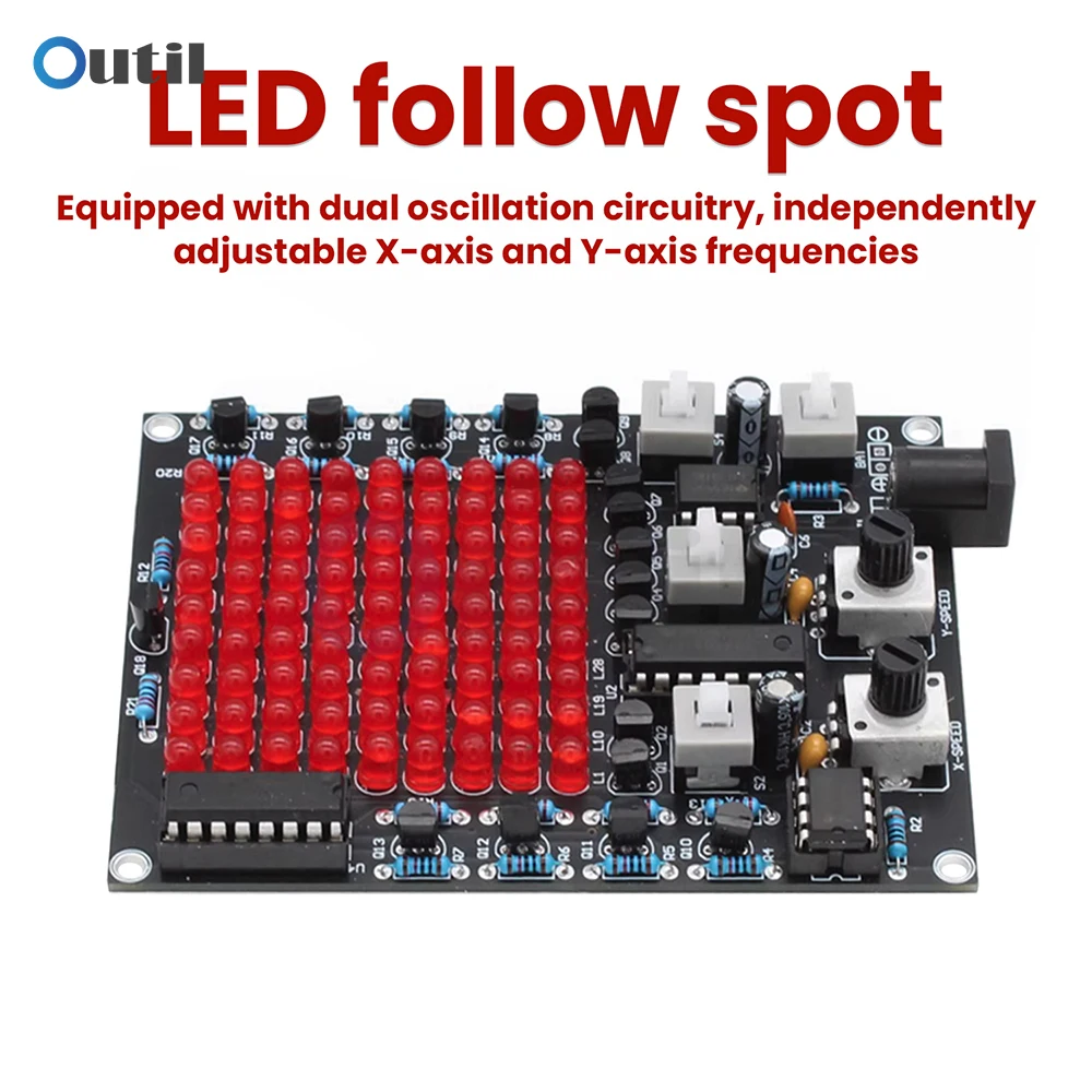 Kit electrónico DIY, Kits de luces de seguimiento LED, eje X/Y, flujo de velocidad ajustable, luz de agua, LED intermitente, punto de seguimiento, soldadura divertida