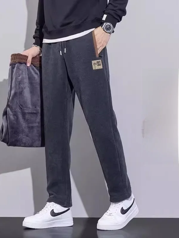 

Men's Casual Corduroy Sweatpants Fce Lined Loose Fit Autumn Winter Workwear Straight Leg Pants Comfortable Leisure Trousers