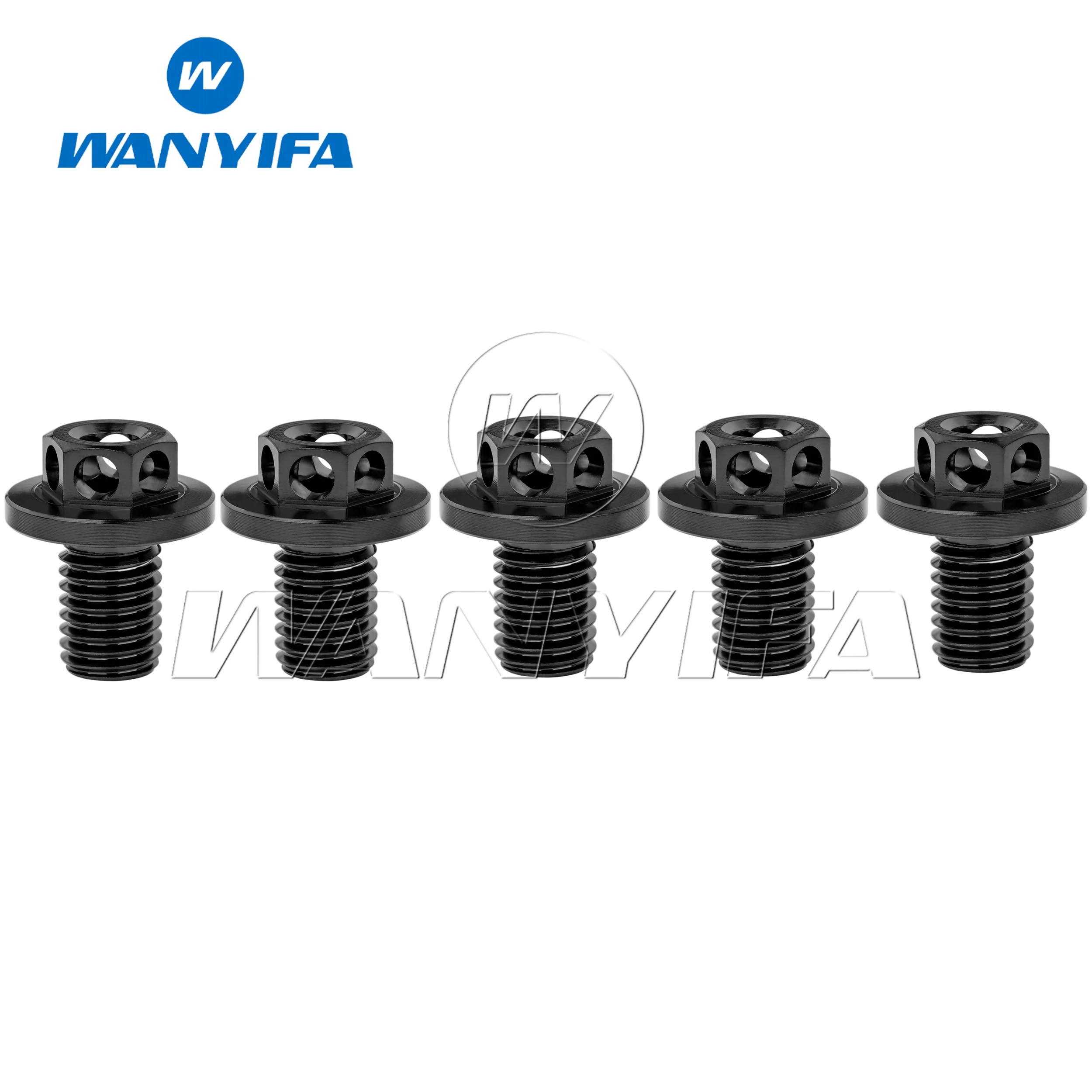 Wanyifa Set of 5pcs or 12pcs M7x10mm titanium alloy bolts for oil line fittings—hexagonal slotted screws for motorcycles