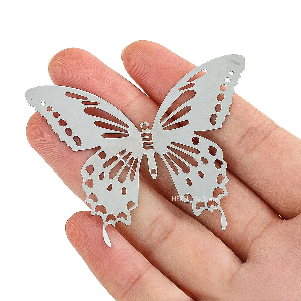 Stainless Steel 3D Hollow Out Butterfly, Wing Pattern, Miniature Mirror, DIY Home, Wedding Scene, Metal Wind Chimes, Wall Decor