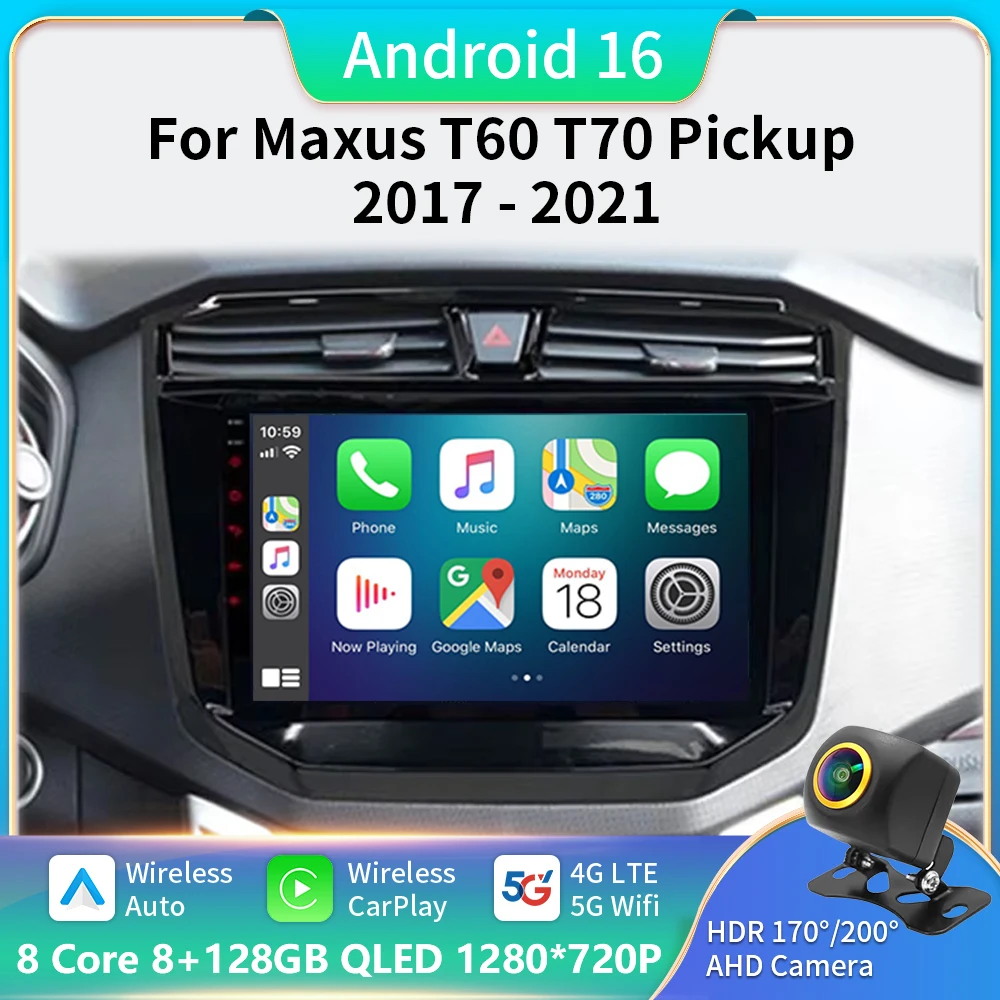 

10" Android 16 System For Maxus LDV T70 T60 MG Extender 2017 - 2022 Car Radio Wireless Carplay Auto Media GPS Voice Control DSP