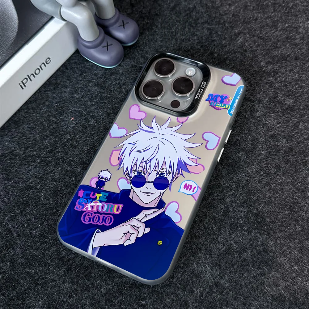 Satoru Gojo Jujutsu Kaisen Anime Phone Case IMD Color Silver Shell For IPhone 16 15 14 13 12 Pro Max Plus