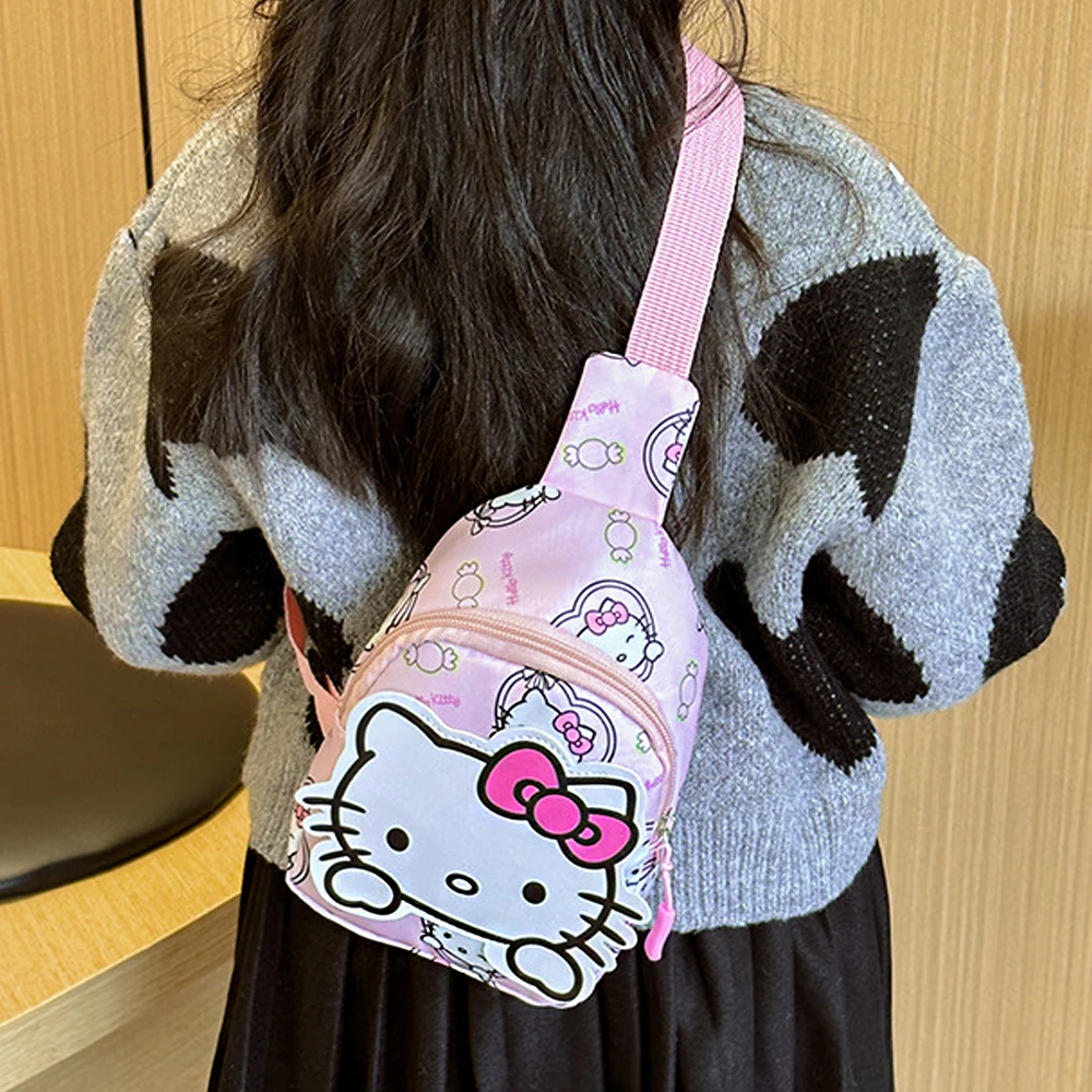 MINISO Anime Hello Kitty Sanrio Children Chest Bag Kuromi Pochacco Messenger Bags Cinnamoroll Backpack Christmas Gifts for Kids