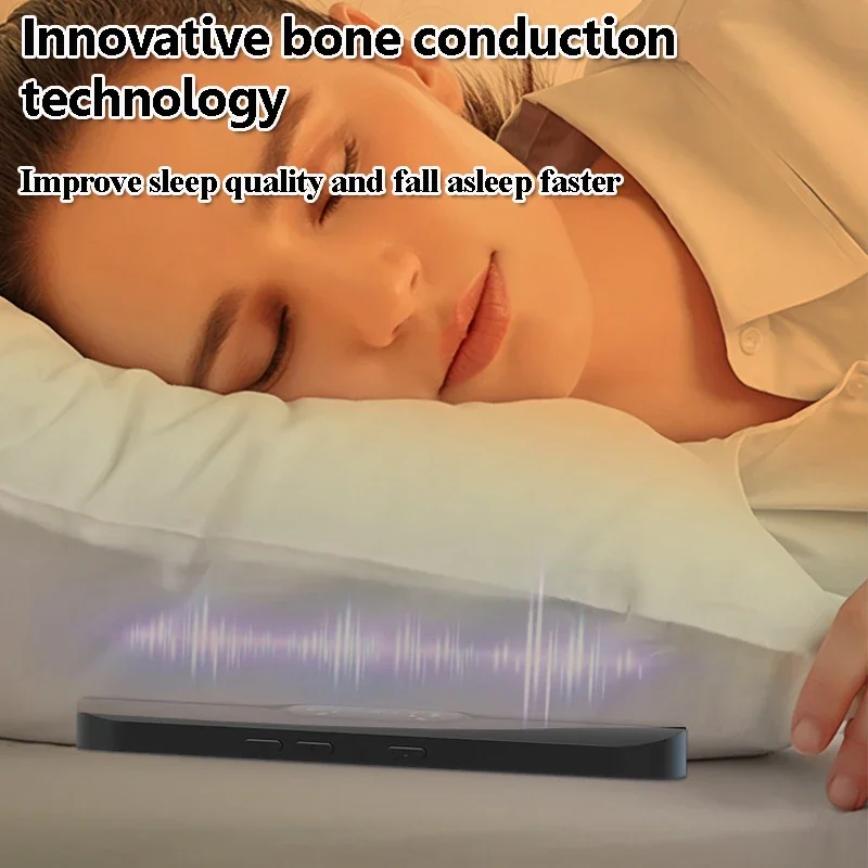 Speaker Bluetooth konduksi tulang bantal putih Soundbar bantuan tidur kebisingan dengan tampilan LED Slot kartu TF mendukung mati waktu