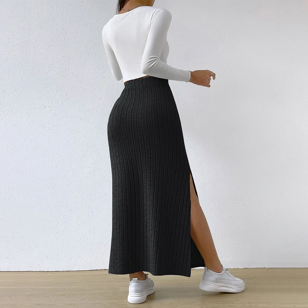 Plus Size Women Skirt Spring Summer Large Size Korean High Waisted Elastic Slim Hip Knit Sexy Bodycon Midi Skirt Female Clothing