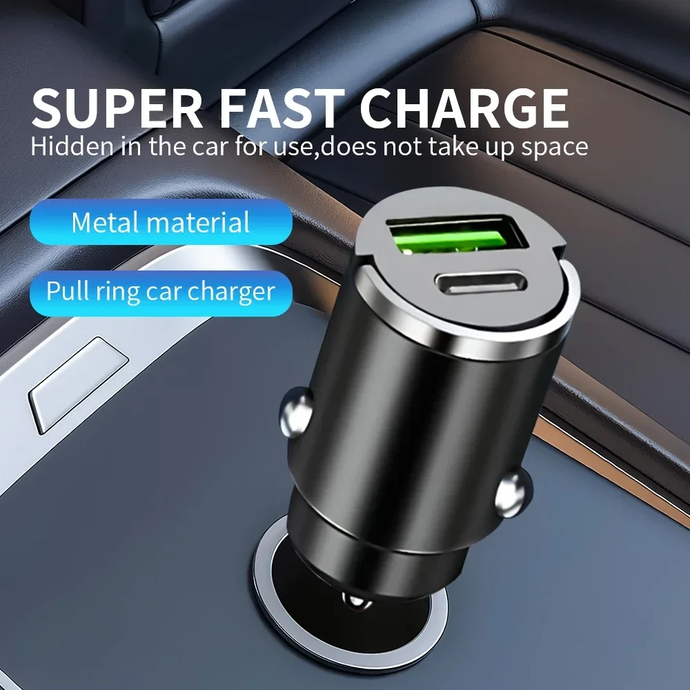 

Mini Car Charger Fast Charging For IPhone Mini PD USB Type C Car Mobile Phone Charger for Xiaomi Samsung Huawei
