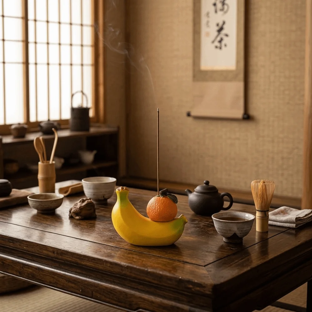 Home Decoration Resin Orange Banana Incense Holder Funny Lucky Incense Burner Decorative Realistic Incense Stand Indoor Use