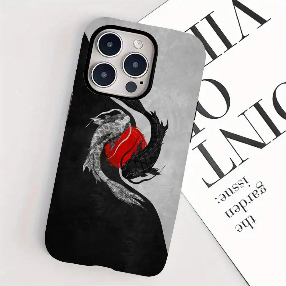 Funda de teléfono con diseño de pez Yin Yang adecuada para iPhone 17 16 15 14 13 12 11 Pro/Max/Plus 2 en 1 cubierta anticaída y a prueba de golpes