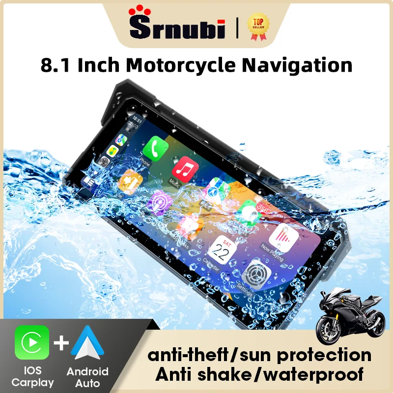 7/8.1InchPortable Motorcycle Multimedia Player Wireless CarPlay Android Auto GPS Navigation Airplay Display Screen BT Waterproof