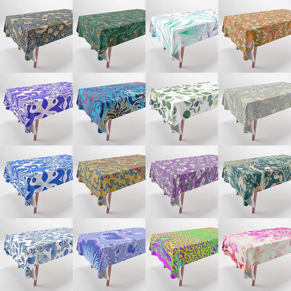 Boho Color Pattern Printed Tablecloths Home Decor Rectangular Party  Stain Resistant  Dustproof 