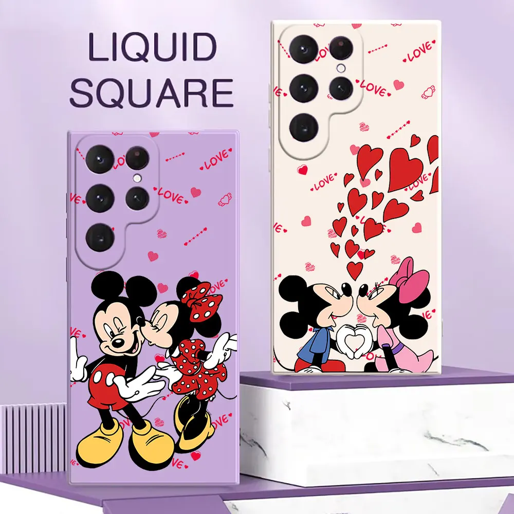 

Cartoon Couple Mickey Mouse Minnie Case For Samsung Galaxy S25 S24 Ultra S23 S22 Plus S21 S20 FE S25Ultra Liquid Silicone Cover