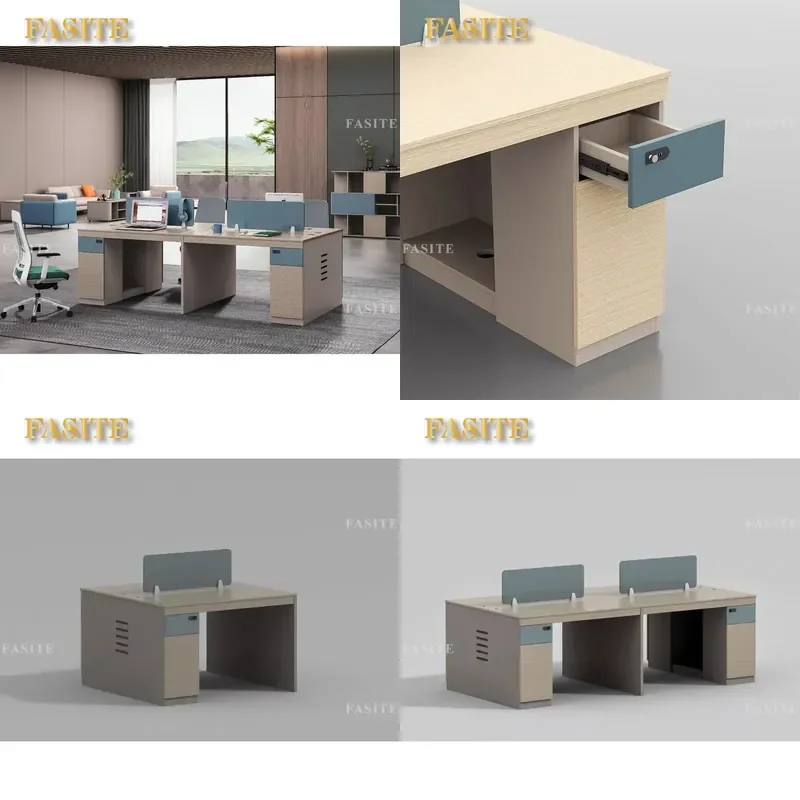 For Modern Office Furniture 4 Person Workstation Desk with Screen Partition Simple Staff Computer Table Chair Combo Space