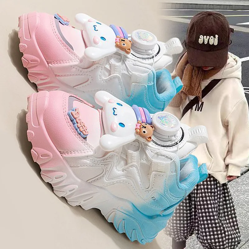 

Sanrio Girl Cinnamoroll Kawaii модные кроссовки студенческие весенне-осенние сезоны аниме мультфильм детские неуклюжие кроссовки новый стиль