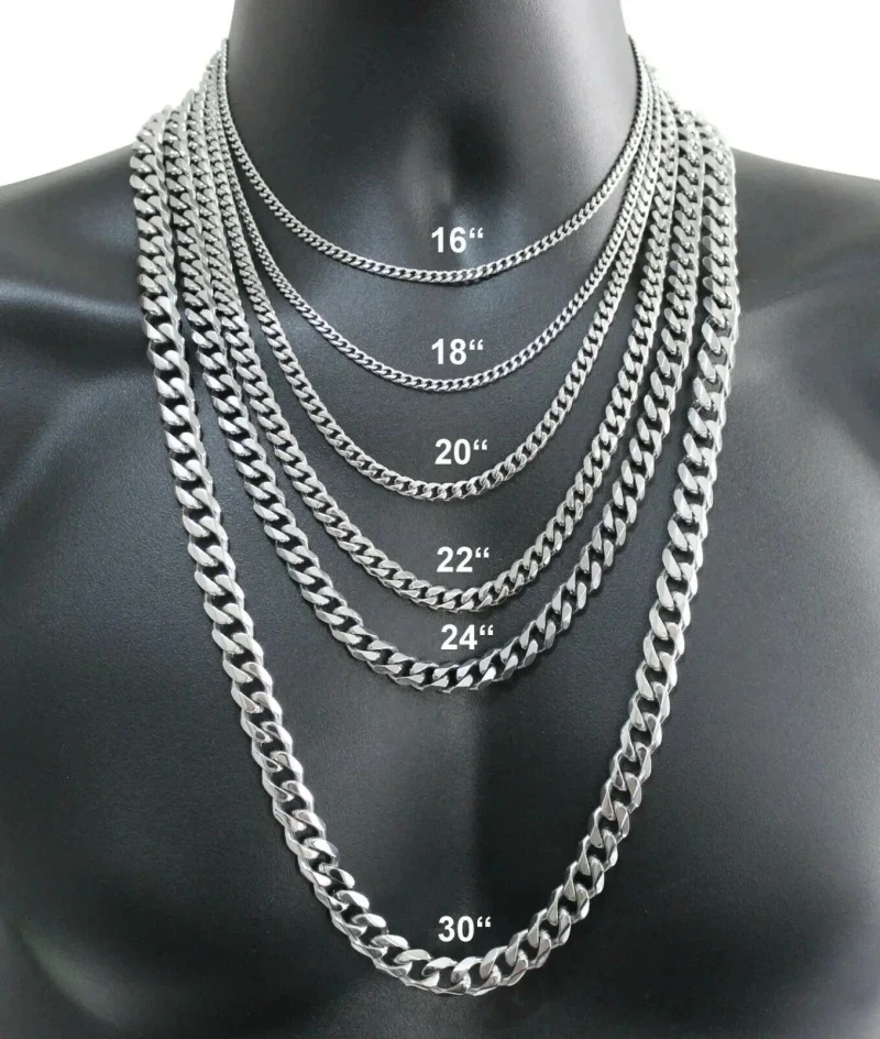 Men's Silver Color Necklace 2/4/6/8/10/12MM 40-75cm Face Chain Necklace Lobster Clasp Men And Women Engagement Jewelry