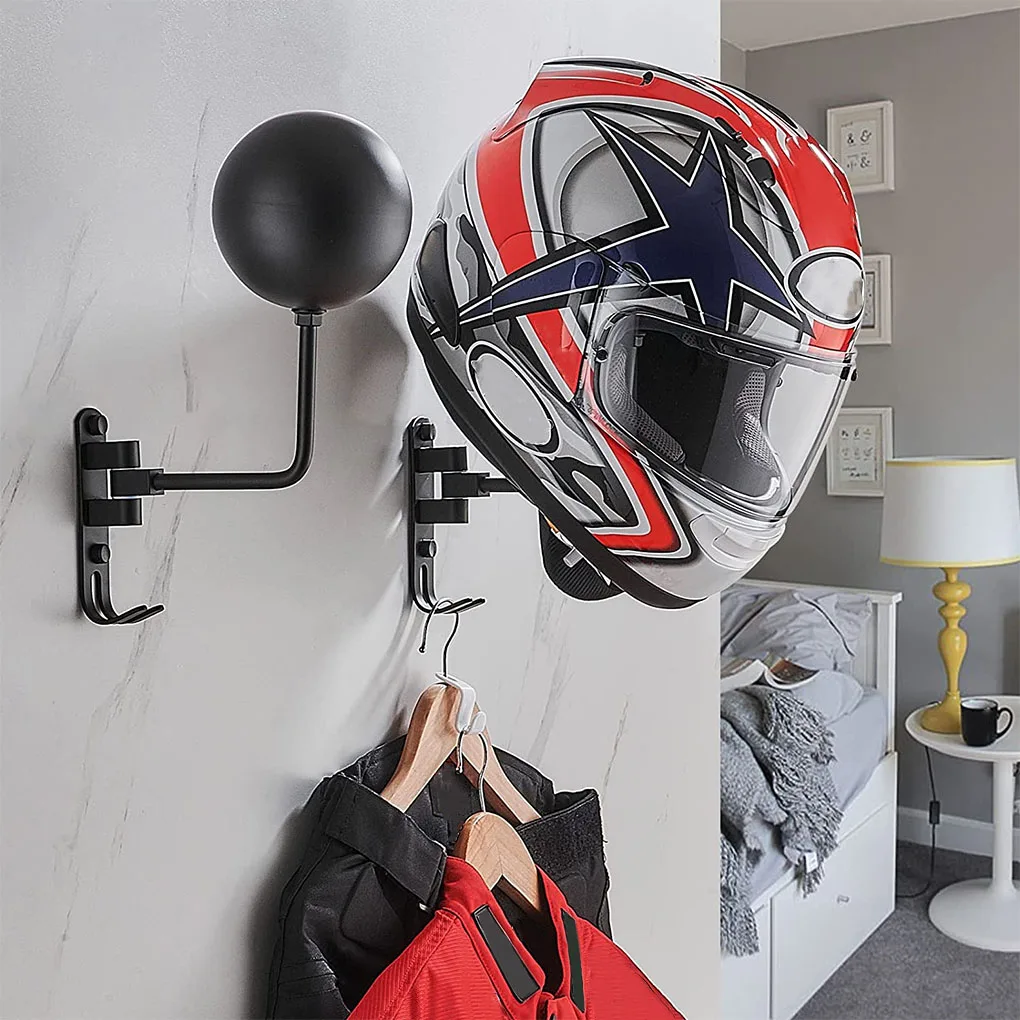 Motorcycle Helmet Rack Wall Mount Aluminum Baseball Holder Hook 180 Degree Keys Jacket Hanger Living Room Bracket