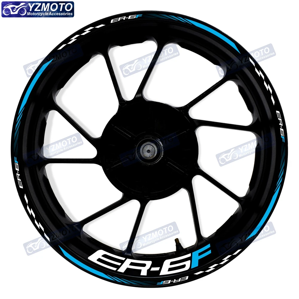 For Kawasaki ER-6F ER6F Motorcycle Front And Rear 17 Inch Wheel Hub Sticker Decal Waterproof Reflective Decorative Rim Stickers