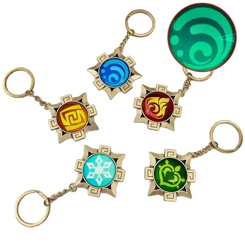 Sonsoke Vision Snezhnaya Elementar-Schlüsselanhänger – Pyro-Erz, Metall, 6,1 X 5,8 Cm, Game Cosplay Zubehör