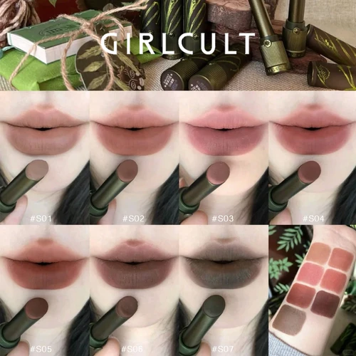 Imagen 2 del producto Lápiz labial mate Girlcult, sensación sedosa y cremosa, ligero, sin secado, acabado de enfoque suave, uso duradero, Edgy Daily, maquillaje completo