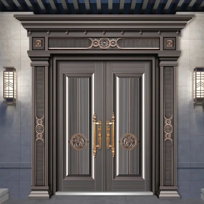 New Chinese Style Door Frame with Header 2mm Aluminum Plate Cast Aluminum Explosion Proof Armored Villa Anti Theft Security