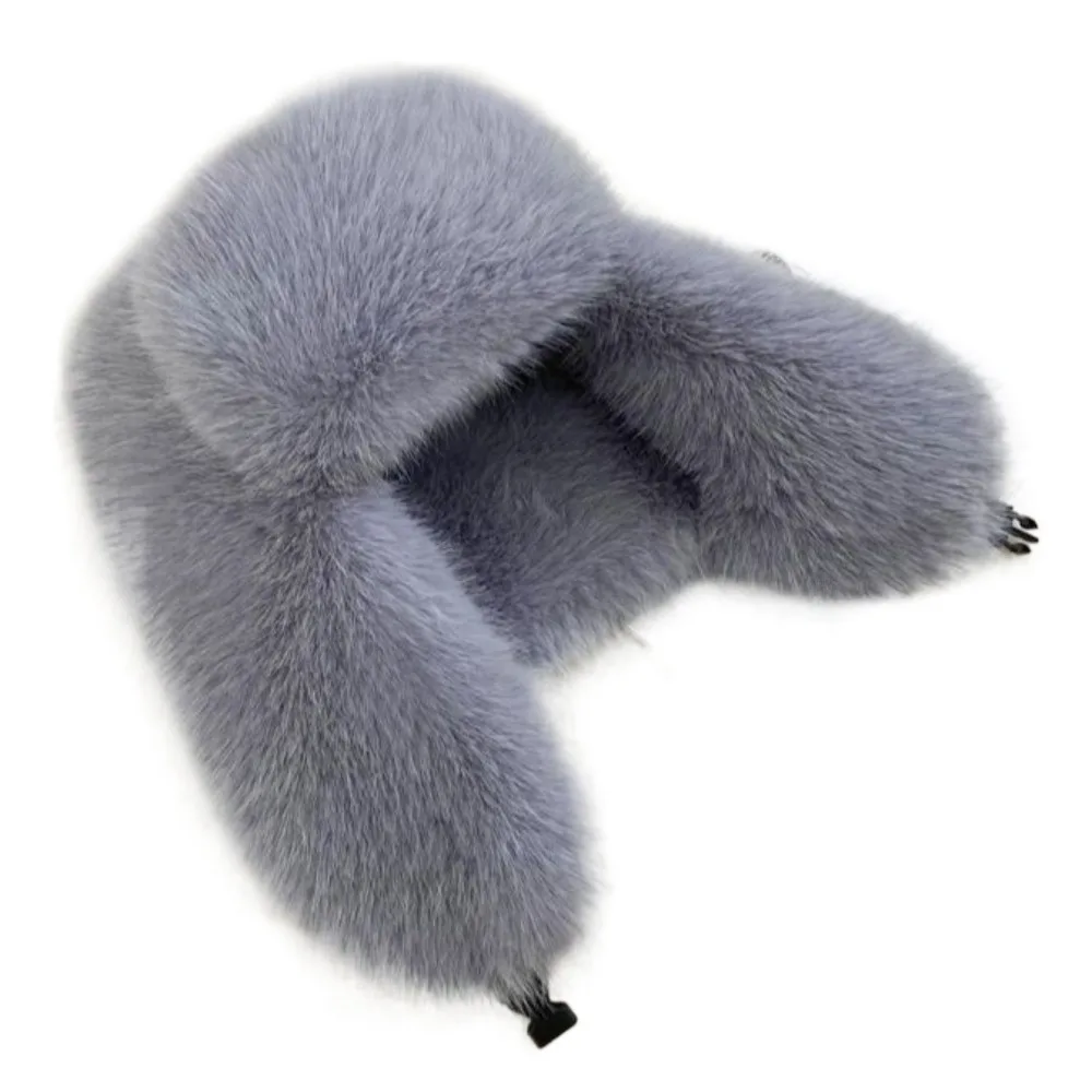 

Casual Faux Mink Fur Plush Lei Feng Hat Solid Color Windproof Skiing Pilot Hat Thickened Keep Warm Ear Protection Cap Cycling