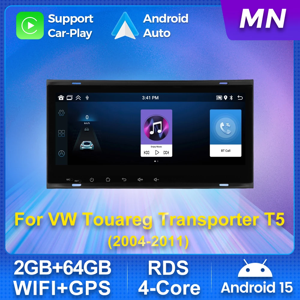 Android 15 Autoradio Für VW Touareg Transporter T5 2004-2011 Multimedia Video Player GPS Navigation Unterstützung Carplay Android auto