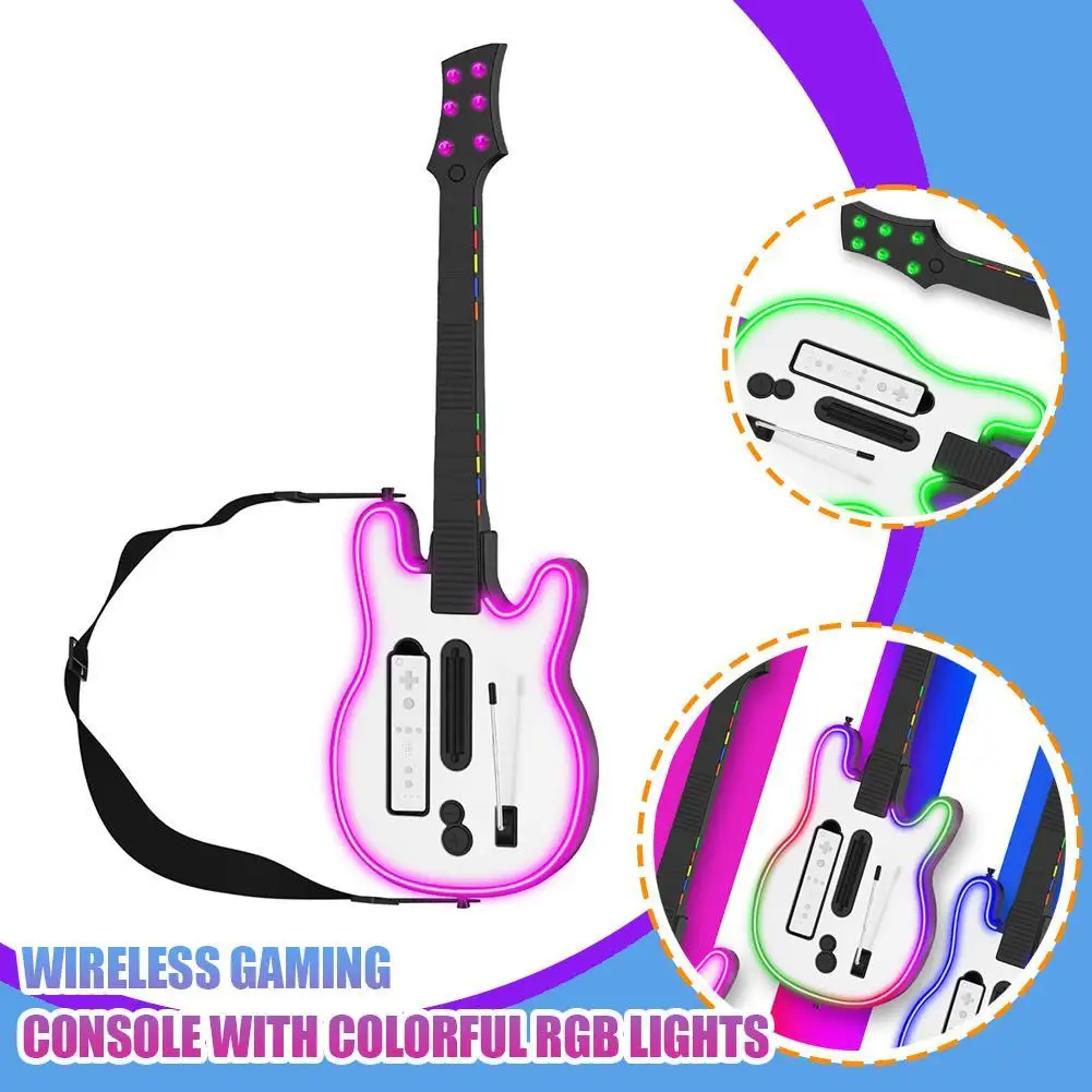 

Wireless Wii Game Guitar Controller With RGB Lights For All WiiRemote Guitar Games Guitar Hero Rock Band 2 Rock Legends